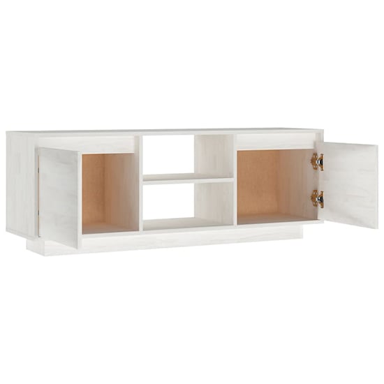 Eurus Solid Pinewood TV Stand With 2 Doors In White