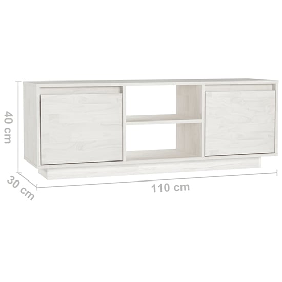 Eurus Solid Pinewood TV Stand With 2 Doors In White