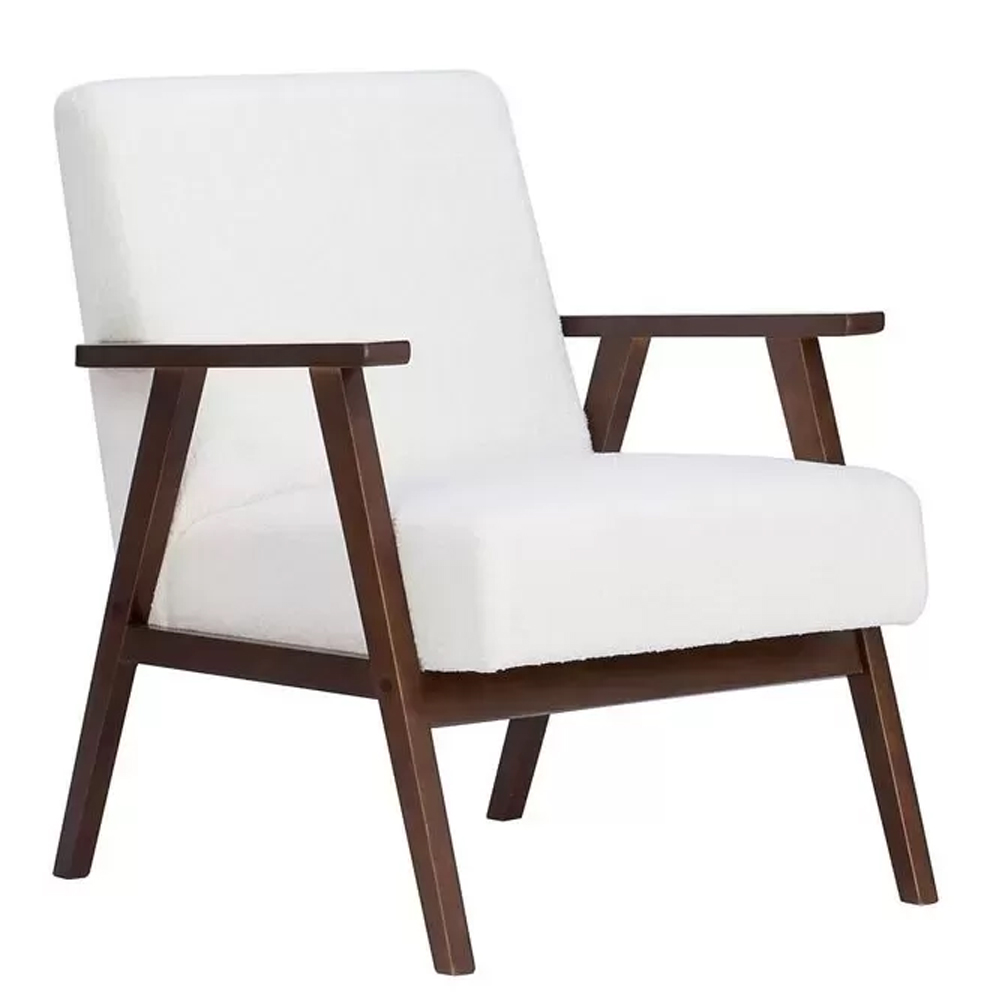 Eustis Fabric Armchair With Wooden Frame In Walnut