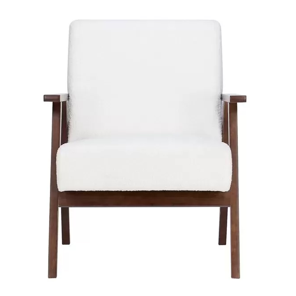Eustis Fabric Armchair With Wooden Frame In Walnut