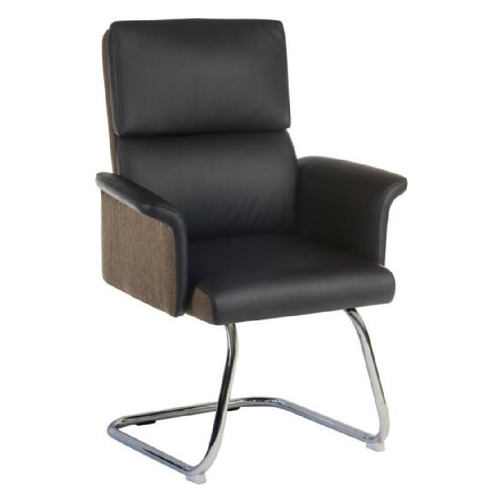 Eustis Leather Home And Office Chair With Chrome Legs In Black thumbnail