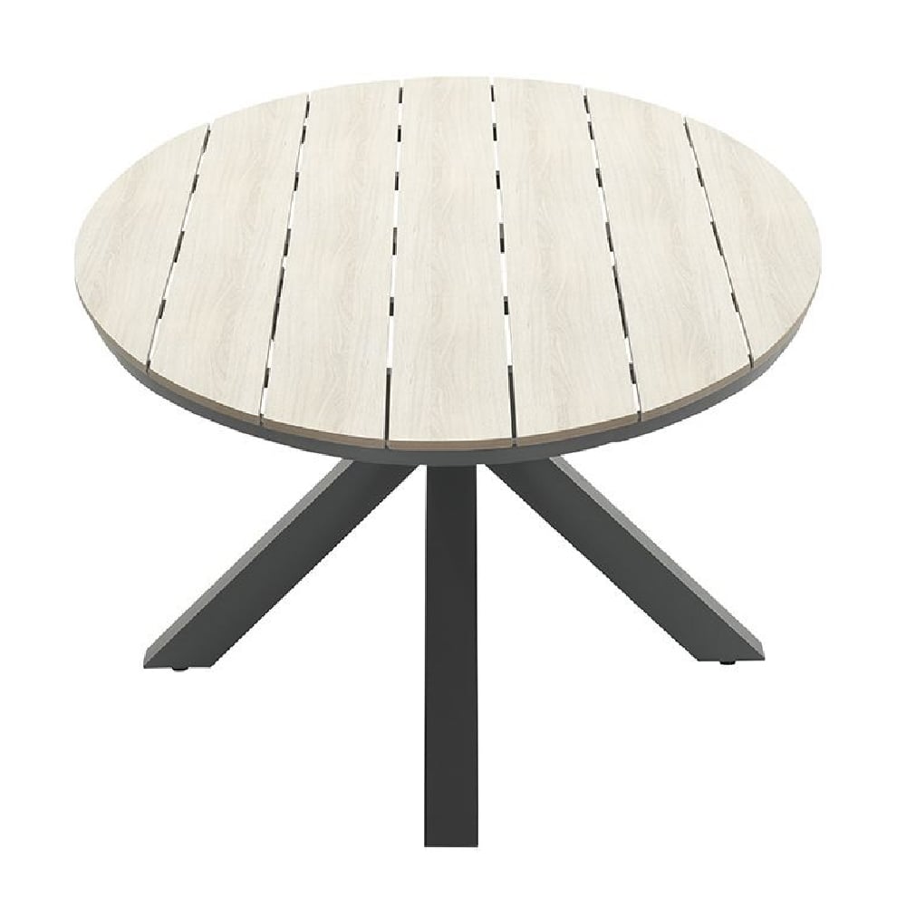 Ezra Small Wooden Oval Garden Dining Table In Light Brown