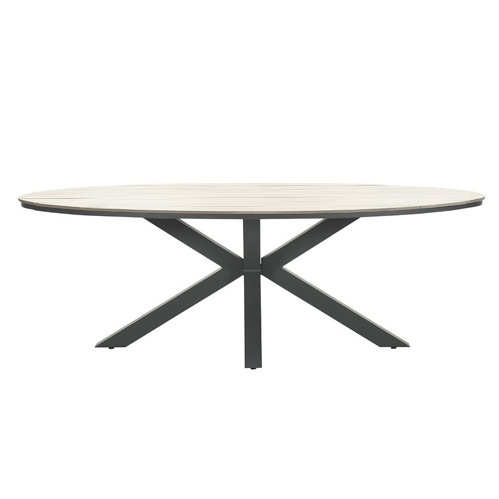 Ezra Small Wooden Oval Garden Dining Table In Light Brown
