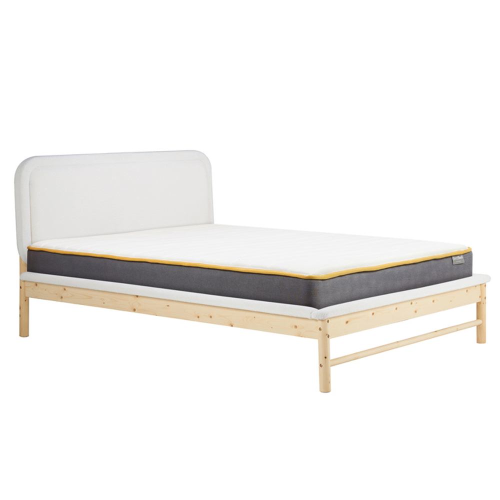 Eustis Wooden Double Bed In White And Oak