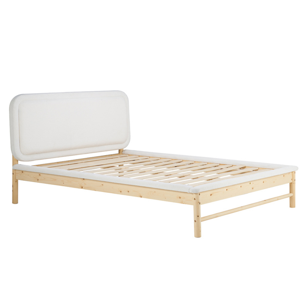 Eustis Wooden Double Bed In White And Oak