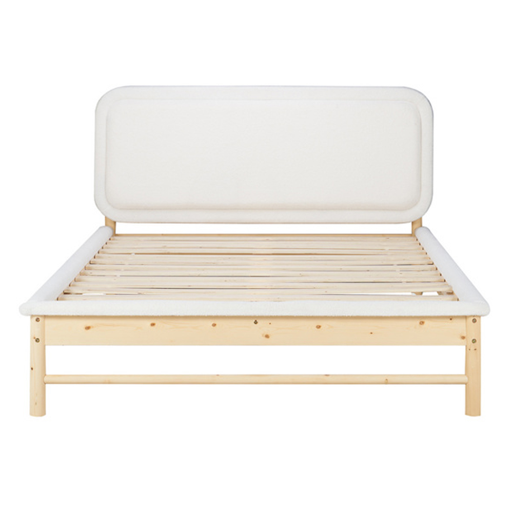 Eustis Wooden Double Bed In White And Oak