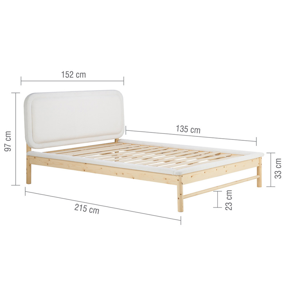 Eustis Wooden Double Bed In White And Oak