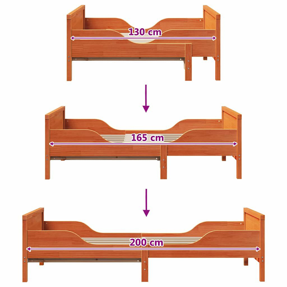 Eustis Wooden Extendable Kids Bed In Brown