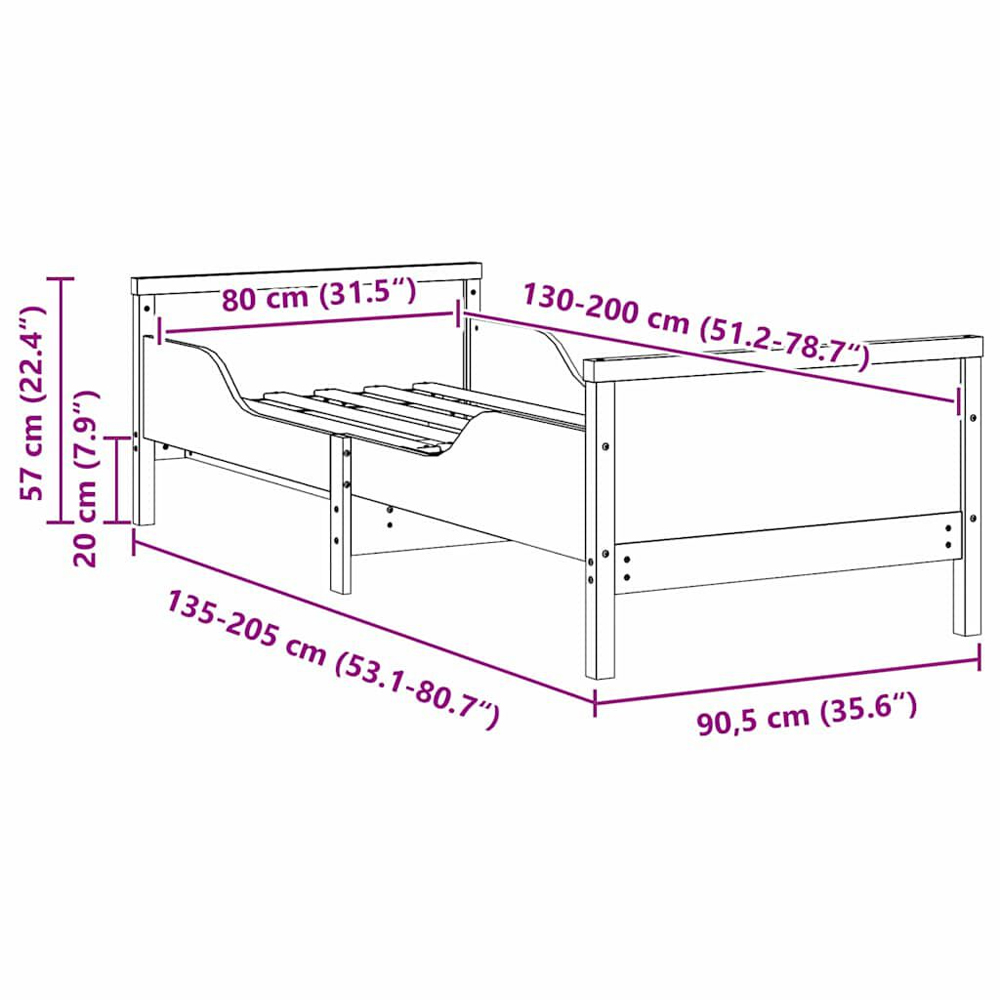 Eustis Wooden Extendable Kids Bed In Brown