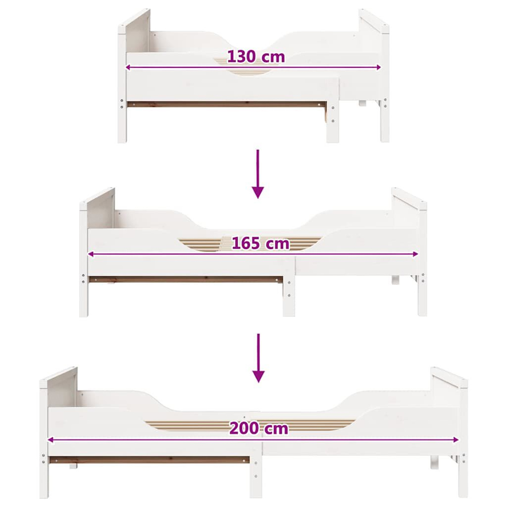 Eustis Wooden Extendable Kids Bed In White