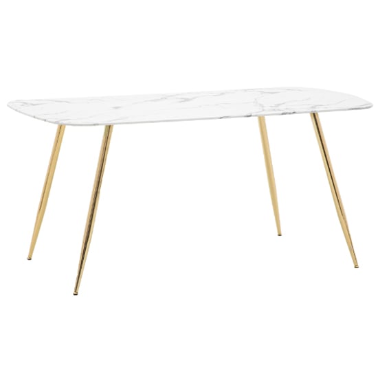 Photo of Evan rectangular glass dining table in white marble effect