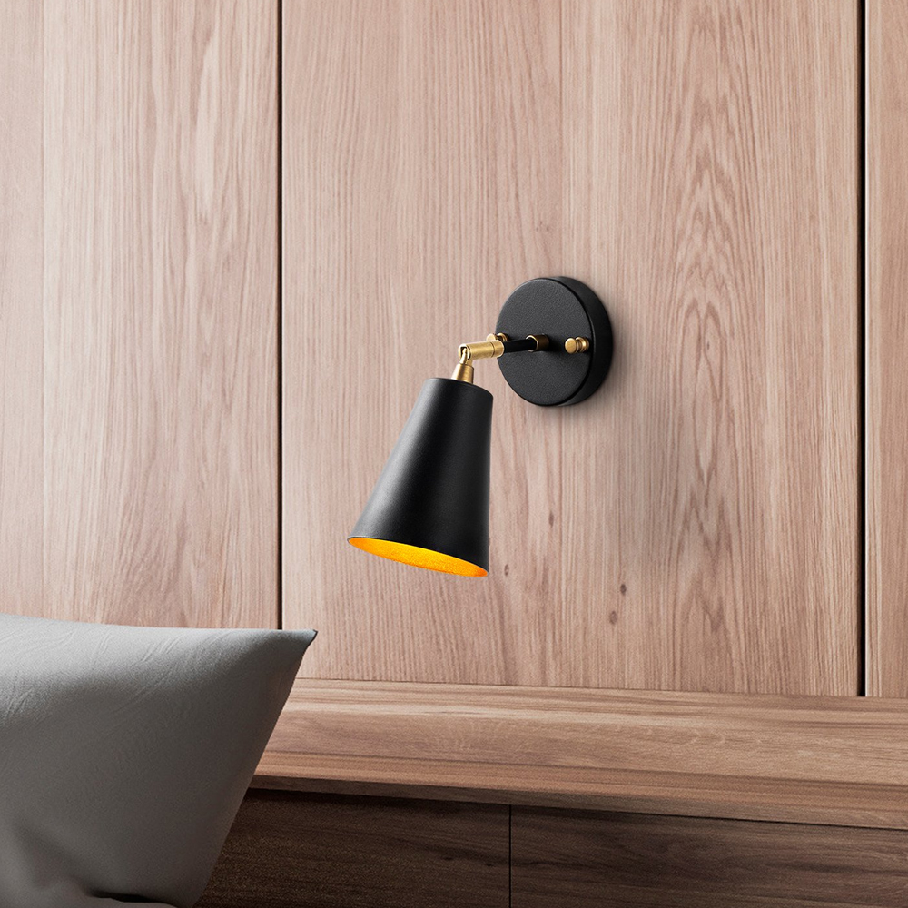 Evander Metal Wall Light in Black and Gold