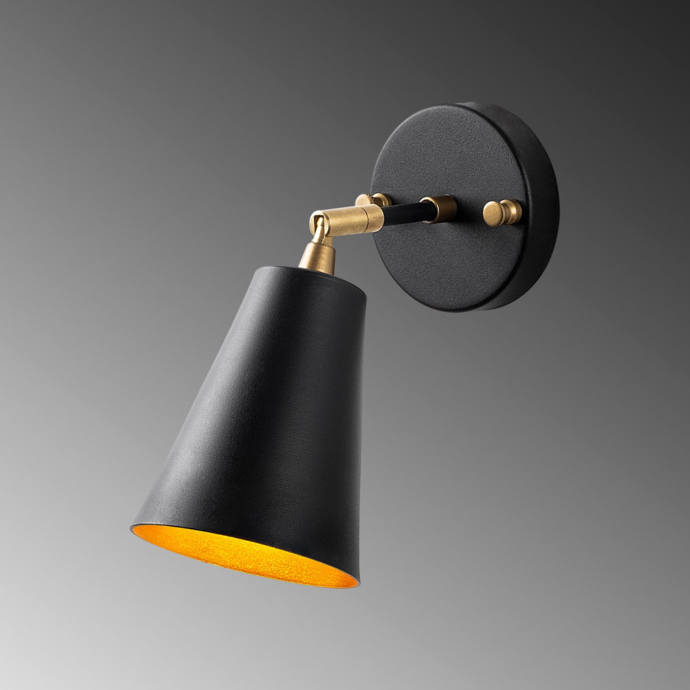 Evander Metal Wall Light in Black and Gold