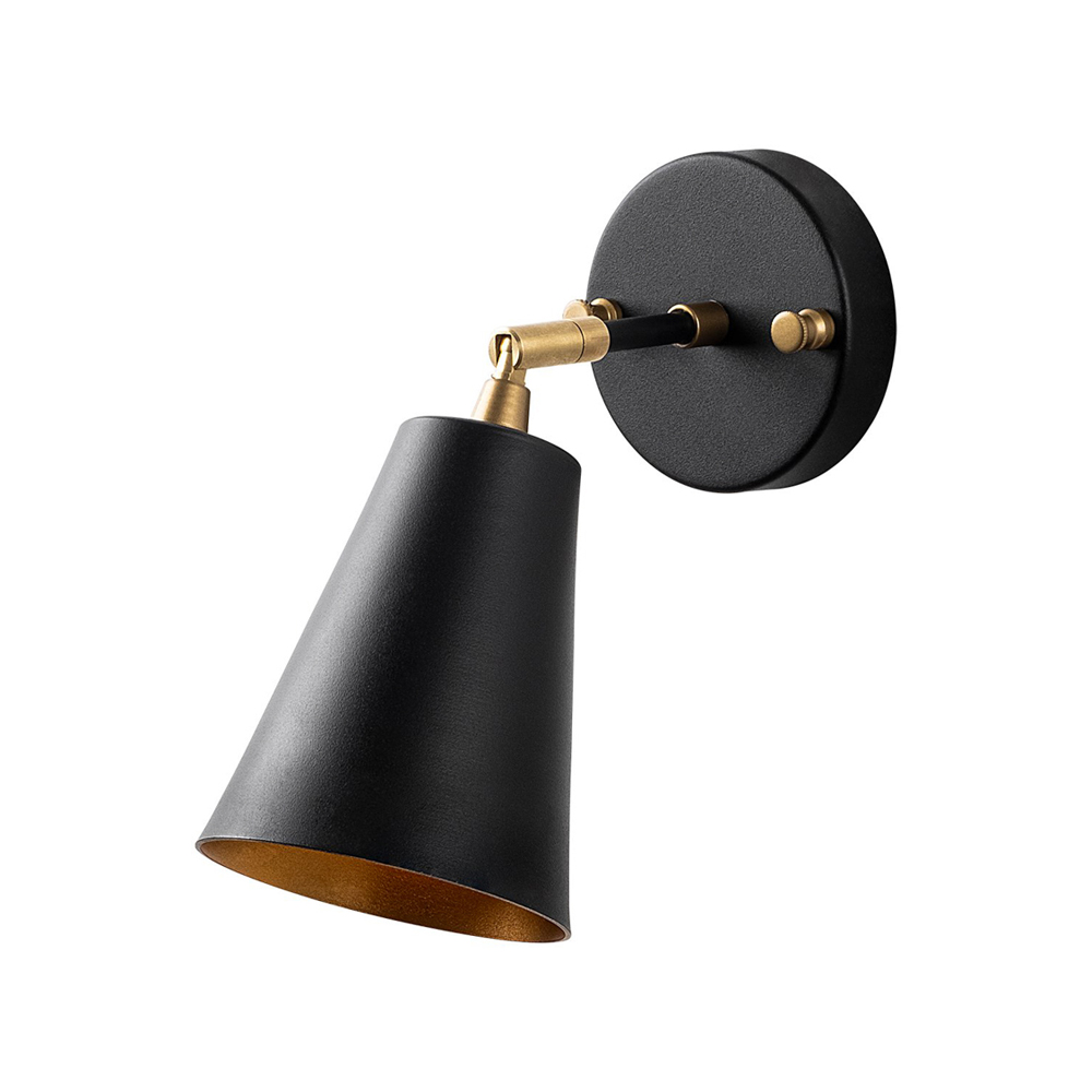 Evander Metal Wall Light in Black and Gold