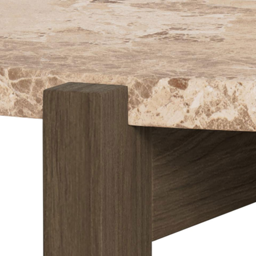 Evandro Matt Latte Brown Lacquered Marble Top Coffee Table with Smoked Oak Base