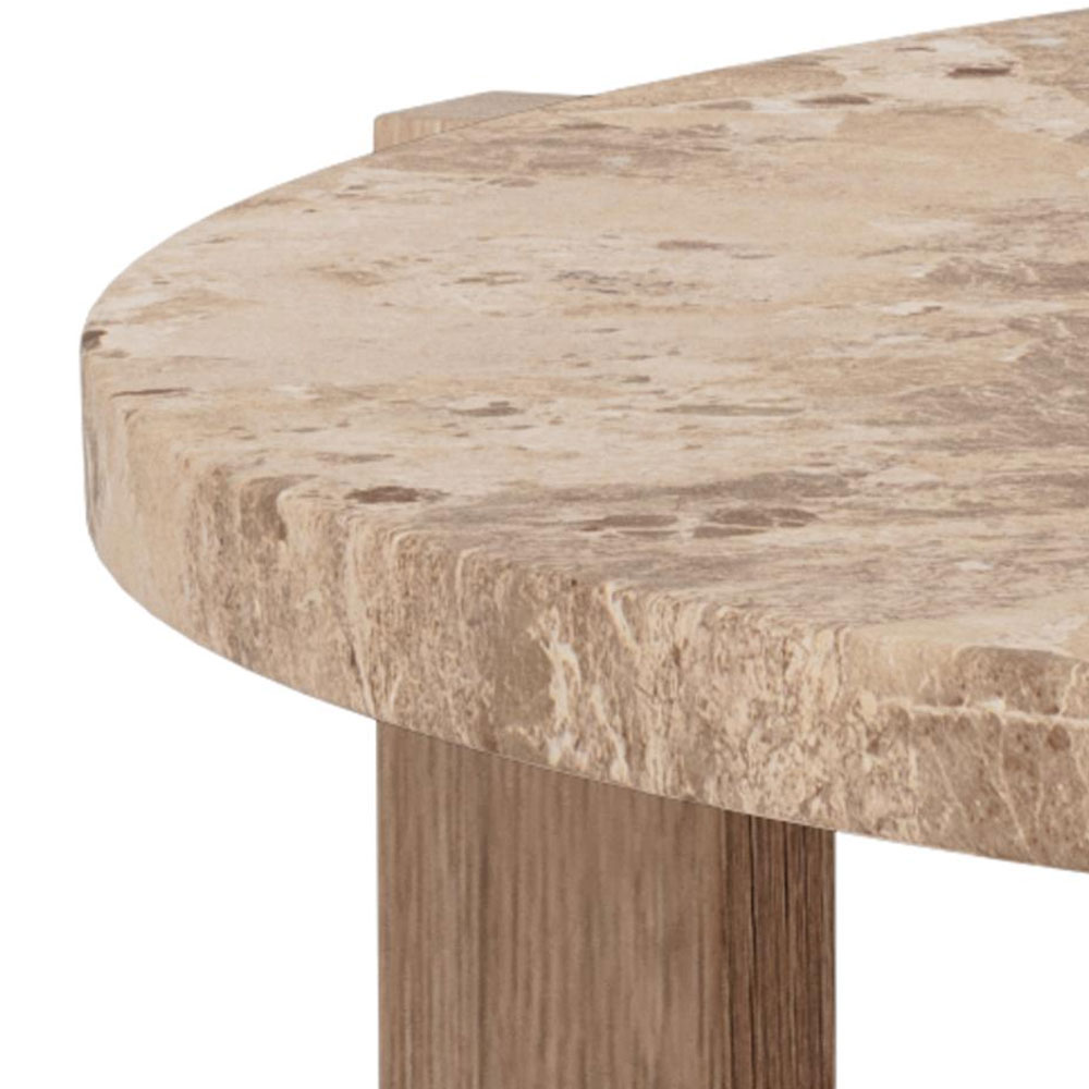 Evandro Matt Latte Brown Lacquered Marble Top Coffee Table with White Oak Base