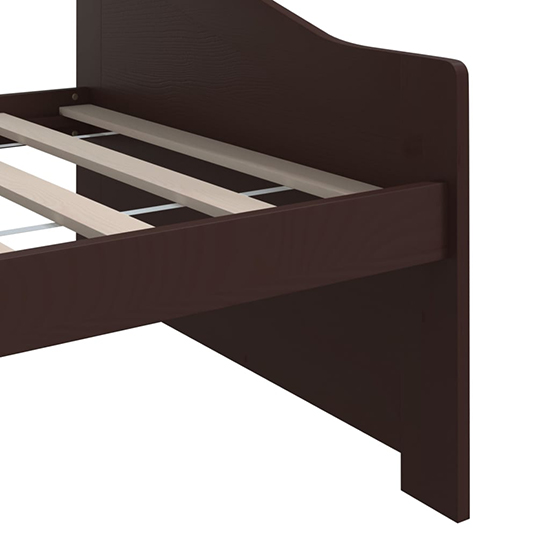 Evania Pine Wood Single Day Bed In Dark Brown