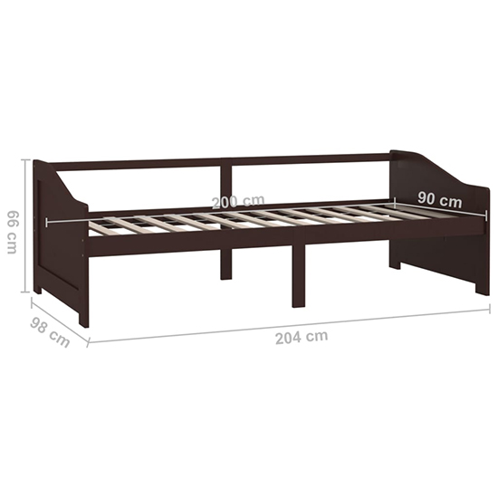 Evania Pine Wood Single Day Bed In Dark Brown