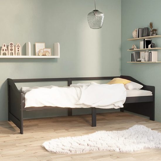 Photo of Evania pine wood single day bed in dark grey