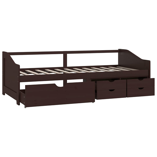 Evania Pine Wood Single Day Bed With Drawers In Dark Brown_4