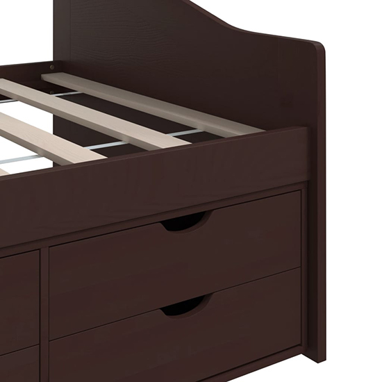 Evania Pine Wood Single Day Bed With Drawers In Dark Brown_5