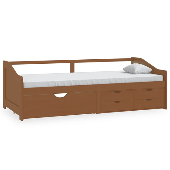 Evania Pine Wood Single Day Bed With Drawers In Honey Brown_2