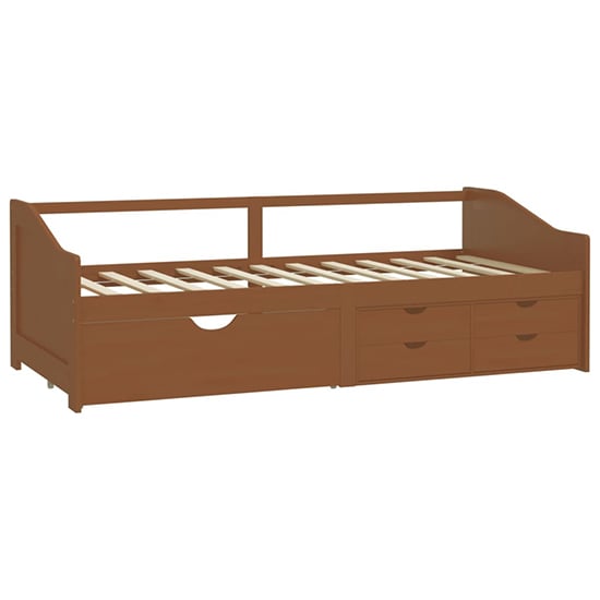 Evania Pine Wood Single Day Bed With Drawers In Honey Brown_3