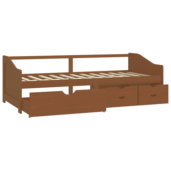 Evania Pine Wood Single Day Bed With Drawers In Honey Brown_4