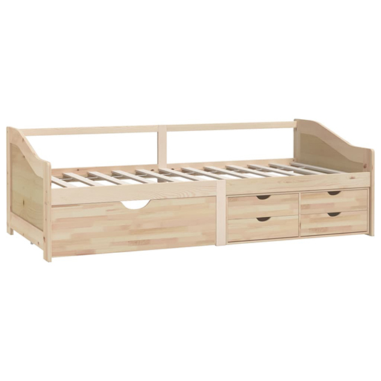 Evania Pine Wood Single Day Bed With Drawers In Natural