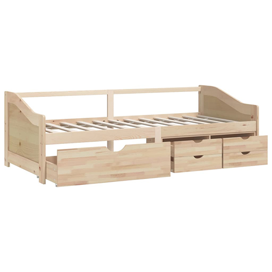 Evania Pine Wood Single Day Bed With Drawers In Natural
