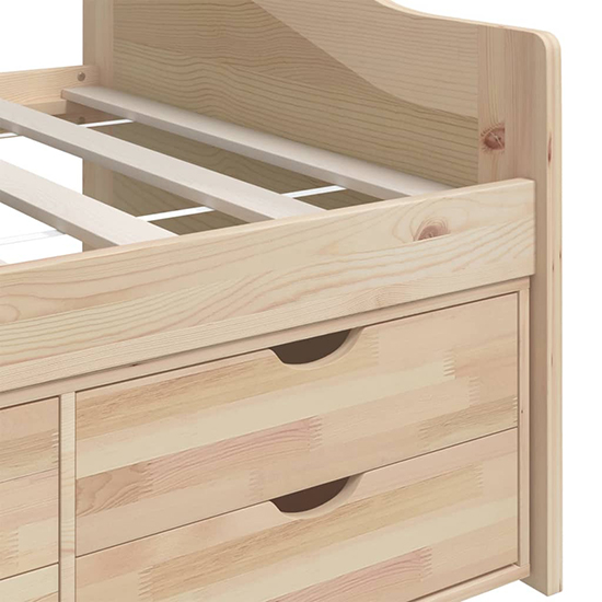 Evania Pine Wood Single Day Bed With Drawers In Natural
