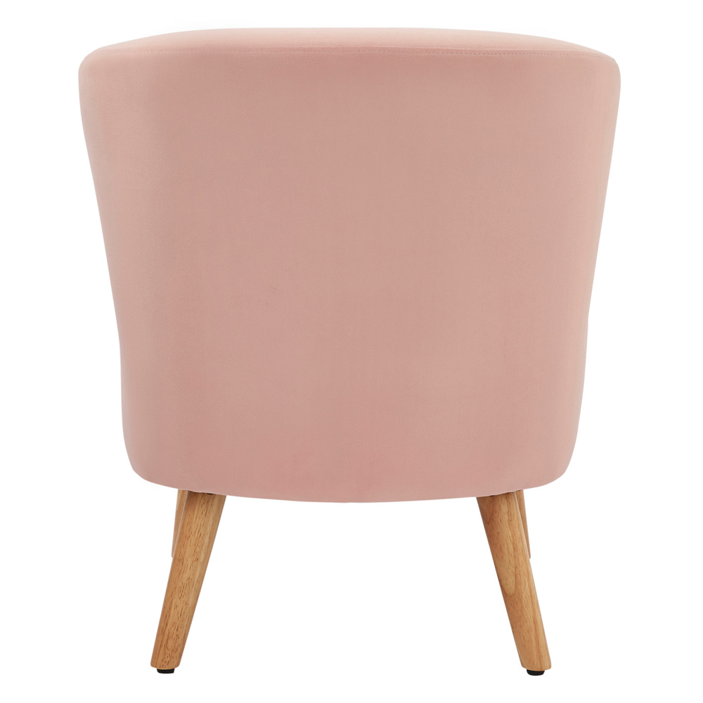 Evans Velvet Accent Chair With Wooden Legs In Blush Pink