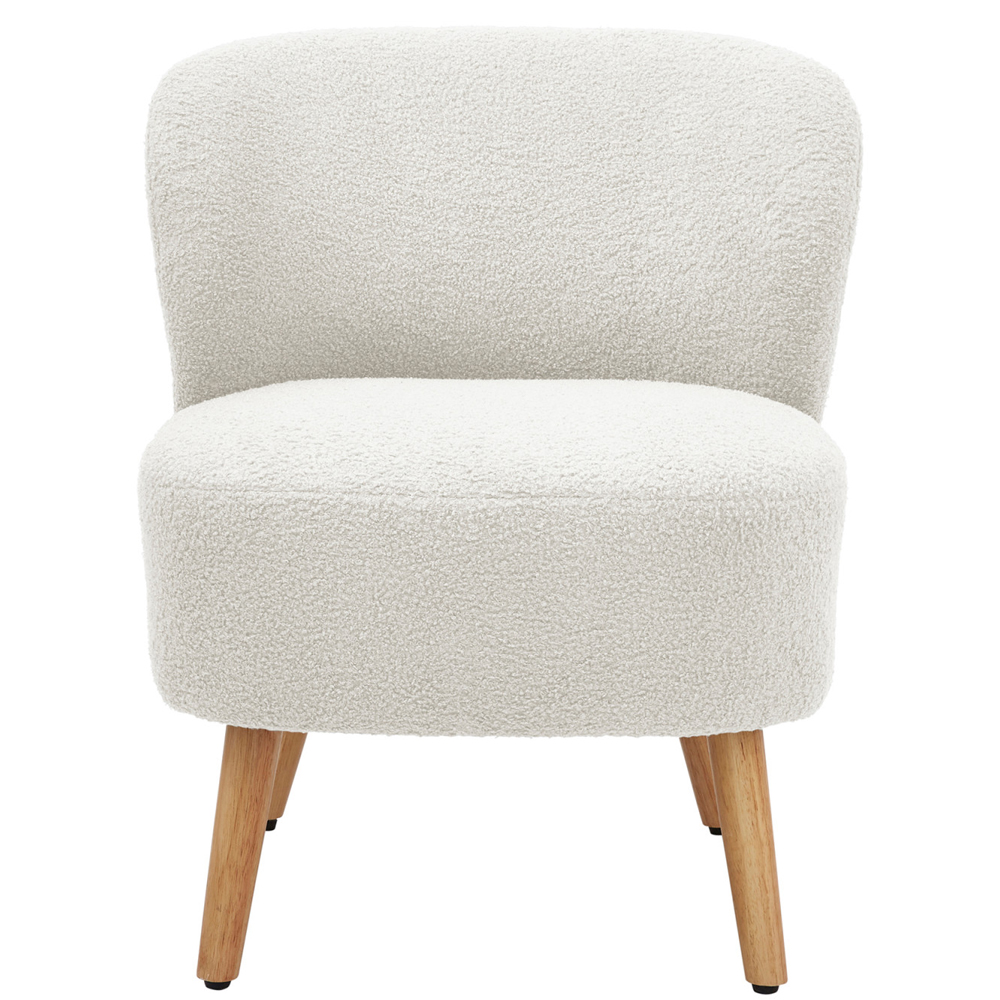 Evans Velvet Accent Chair With Wooden Legs In Cream
