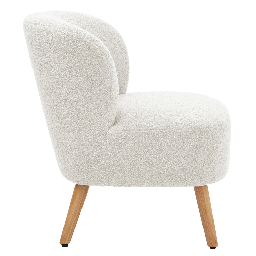 Evans Velvet Accent Chair With Wooden Legs In Cream