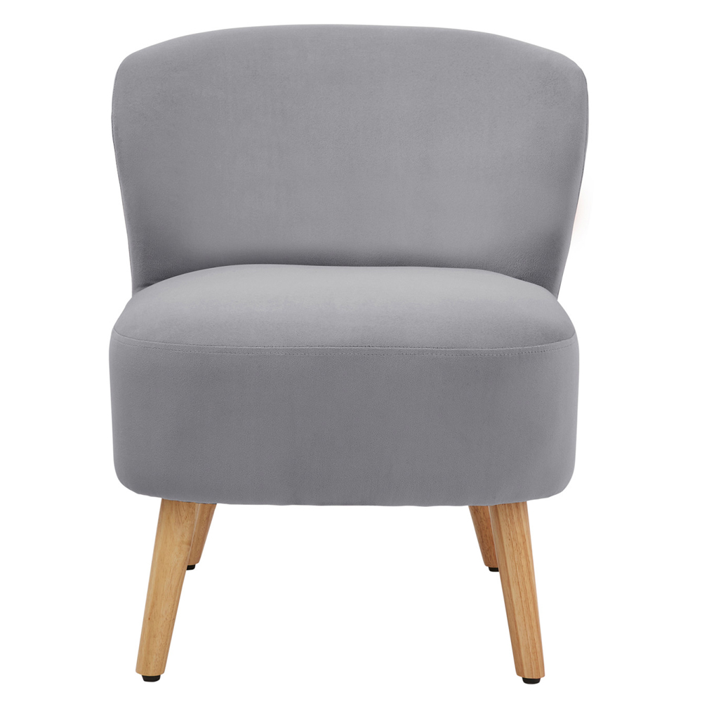 Evans Velvet Accent Chair With Wooden Legs In Grey