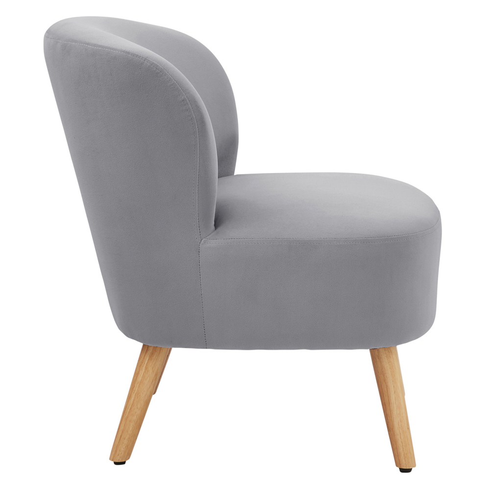 Evans Velvet Accent Chair With Wooden Legs In Grey