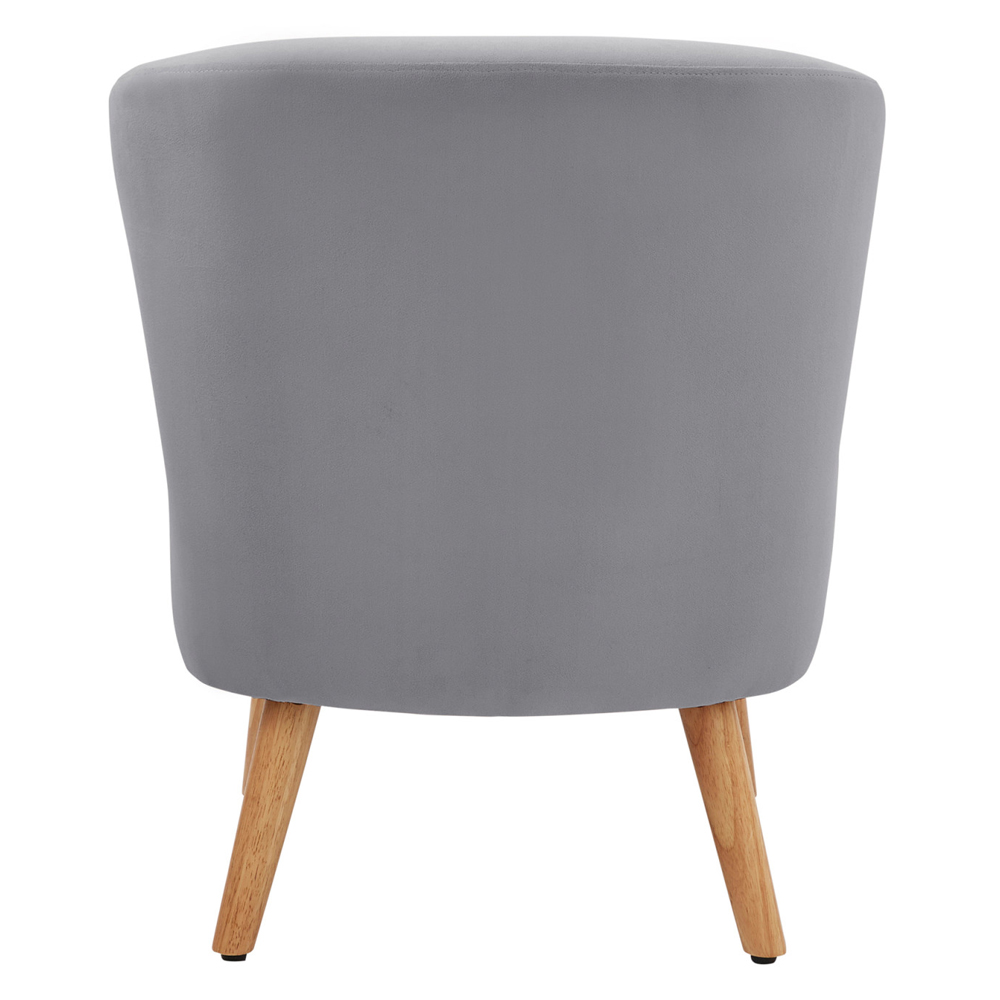 Evans Velvet Accent Chair With Wooden Legs In Grey
