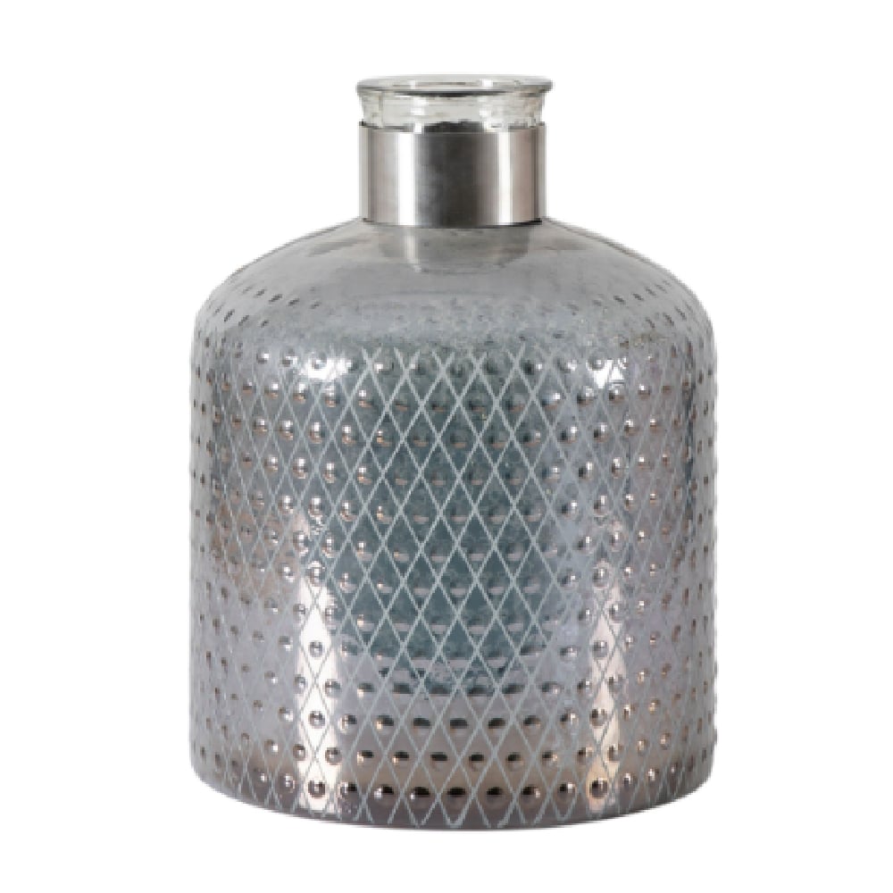 Evanston Small Glass Etched Vase In Grey