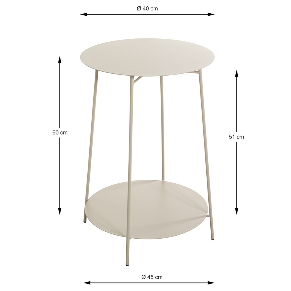 Evanston Small Metal End Table With Undershelf In Grey