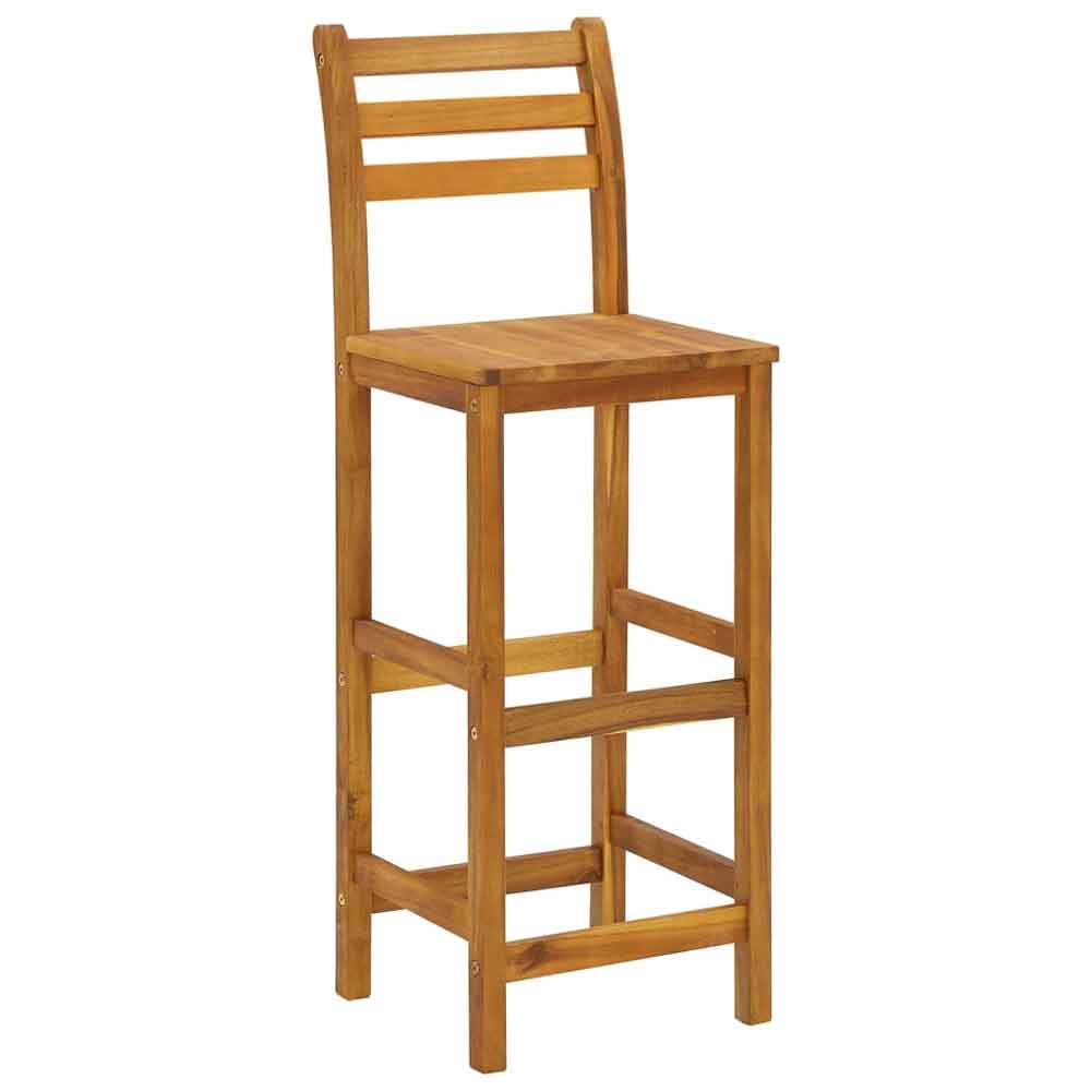 Evaril Garden Acacia Wood Bar Table with 4 High Stools in Brown