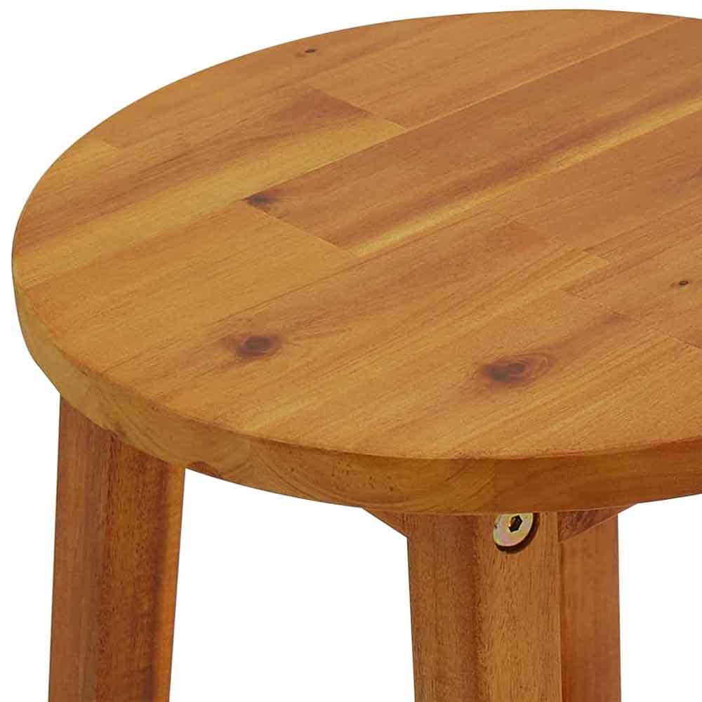 Evaril Garden Acacia Wood Bar Table with 4 Round Stools in Brown