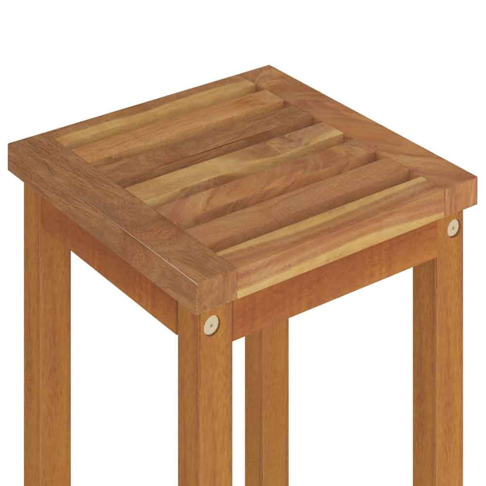 Evaril Garden Acacia Wood Bar Table with 4 Square Stools in Brown