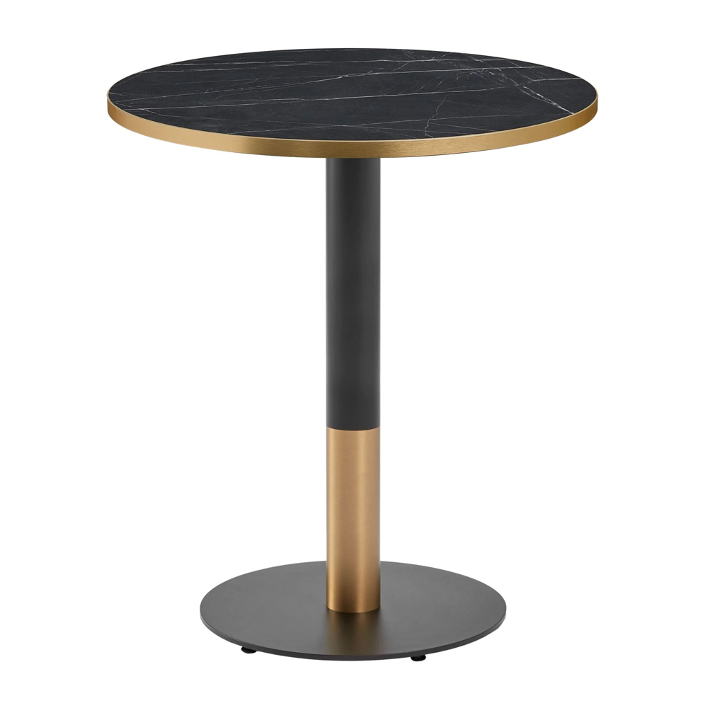 Evario Round 60cm Marble Effect Top Dining Table with Black Gold Base