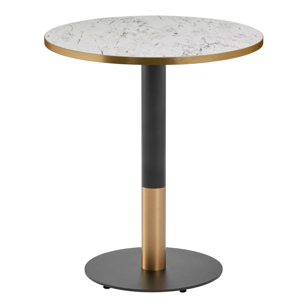 Evario Round 60cm White Carrara Marble Effect Top Dining Table with Black Gold Base