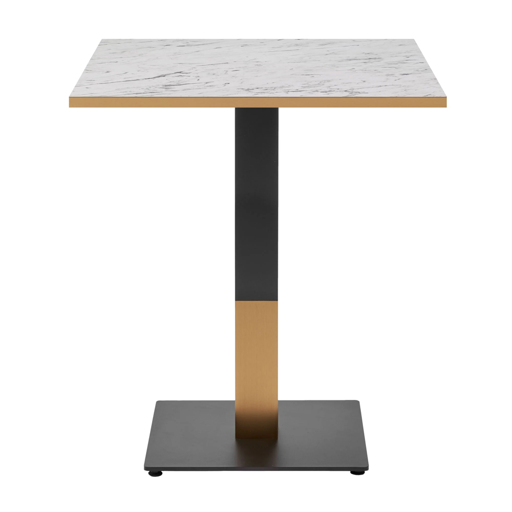 Evario Square 70cm White Carrara Marble Effect Top Dining Table with Black Gold Base