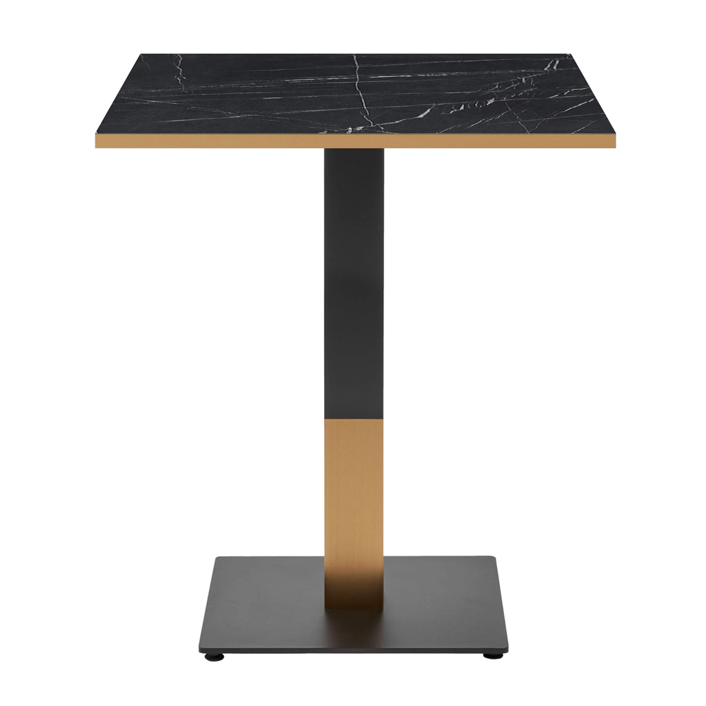 Evario Square 80cm Marble Effect Top Dining Table with Black Gold Base