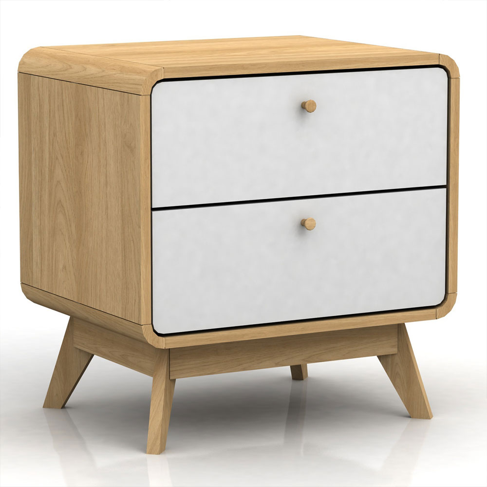 Evarion Wooden Bedside Cabinet in Oak and White
