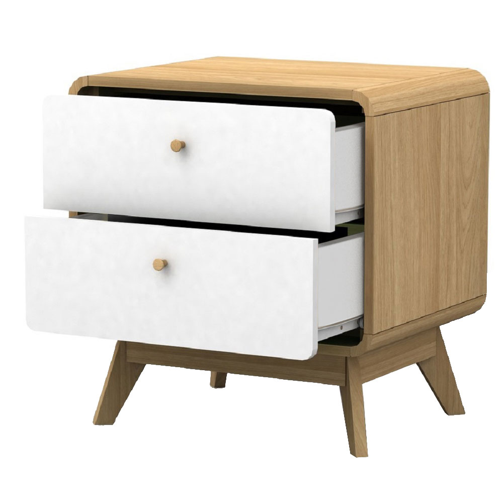 Evarion Wooden Bedside Cabinet in Oak and White