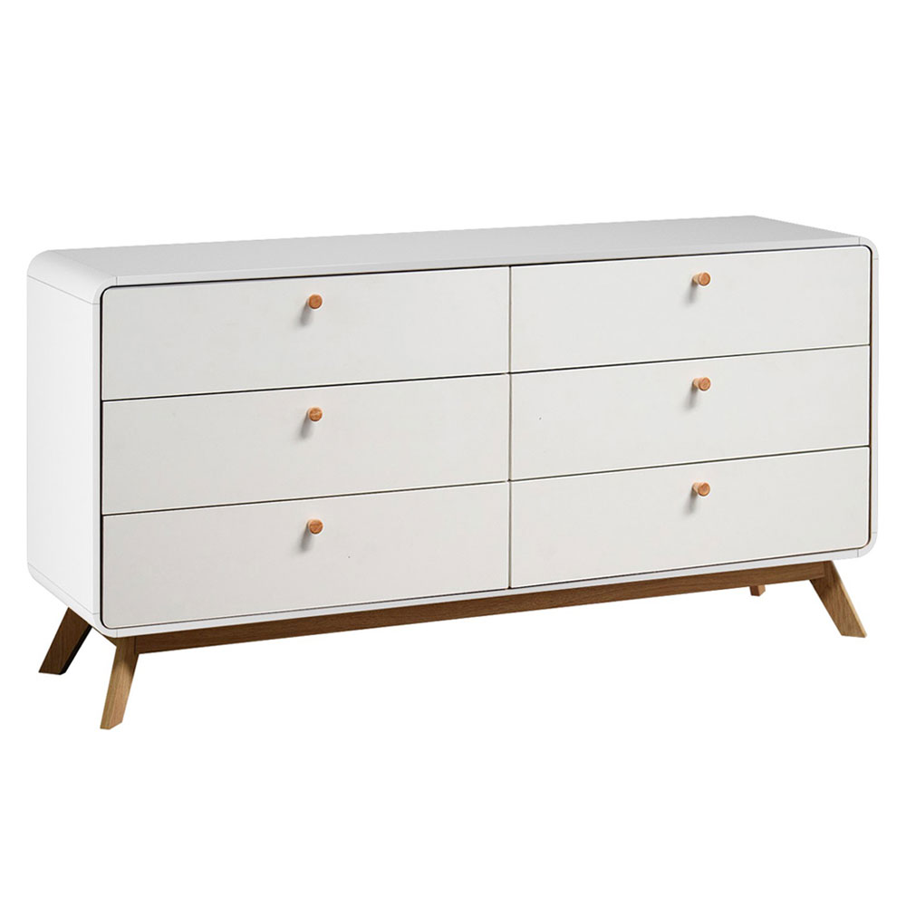Evarion Wooden Chest Of 6 Drawers in White and Oak