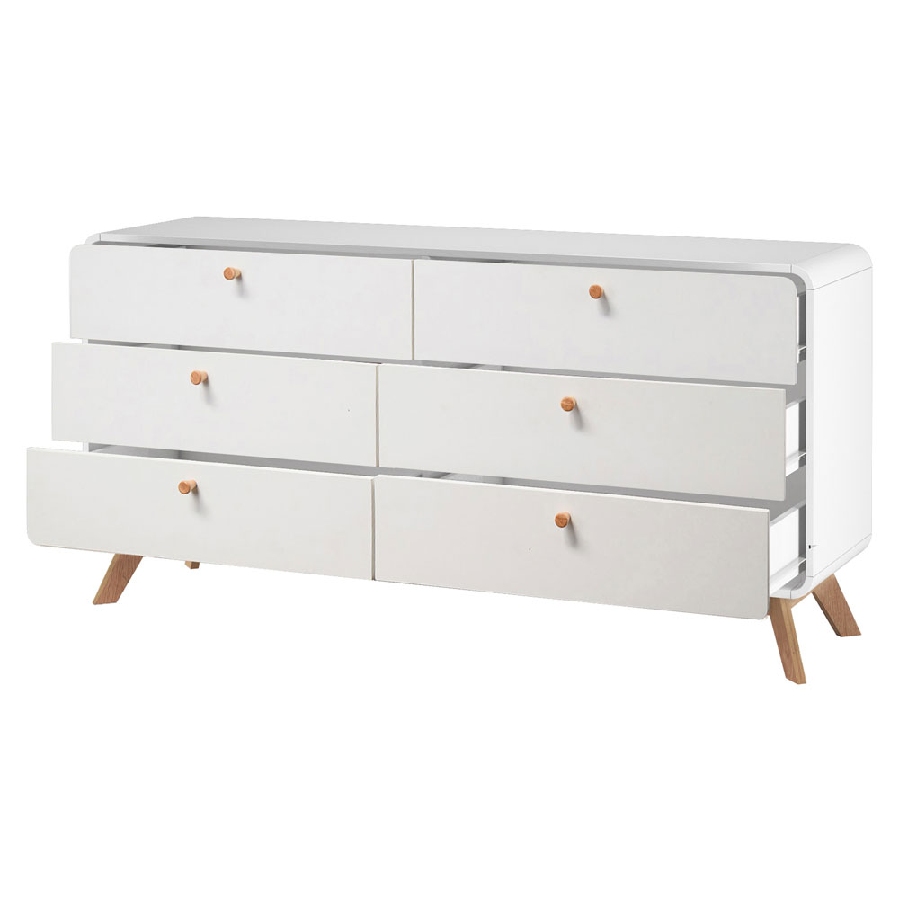 Evarion Wooden Chest Of 6 Drawers in White and Oak